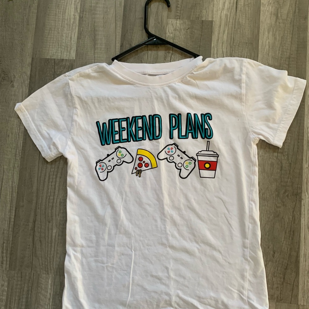 Weekend Plans Graphic White Kids T-Shirt